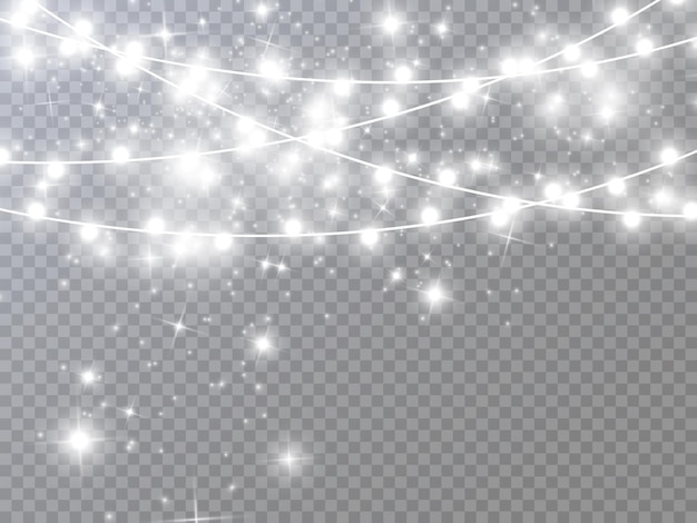 Christmas lights isolated on transparent background Vector illustration