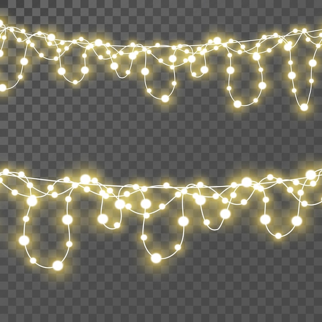 Christmas lights isolated on transparent background Vector illustration