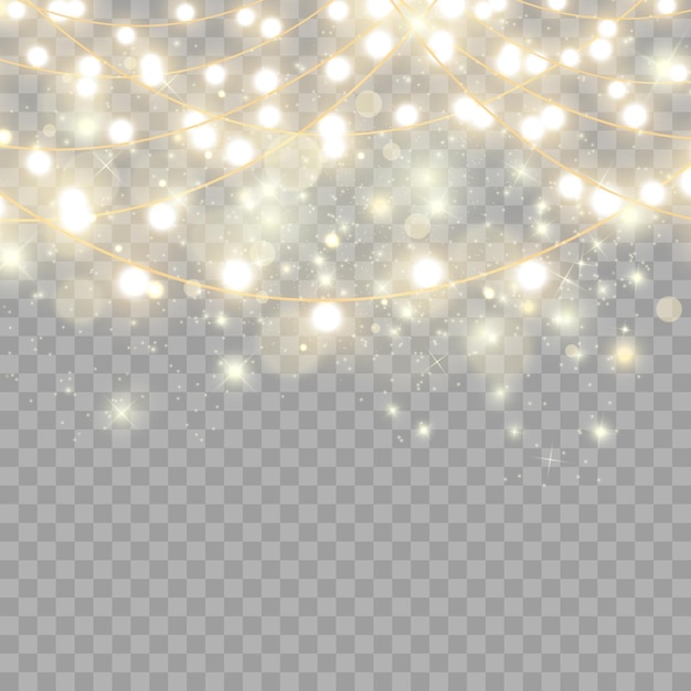 Christmas lights isolated on transparent background. vector illustration.