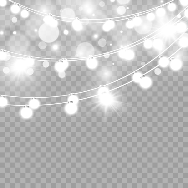 Christmas lights isolated on transparent background. Vector illustration.