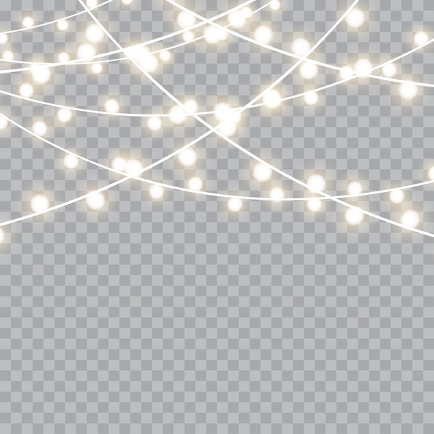 Christmas lights isolated on transparent background Vector