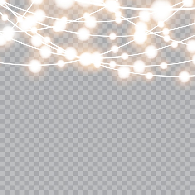 Christmas lights isolated on transparent background Vector