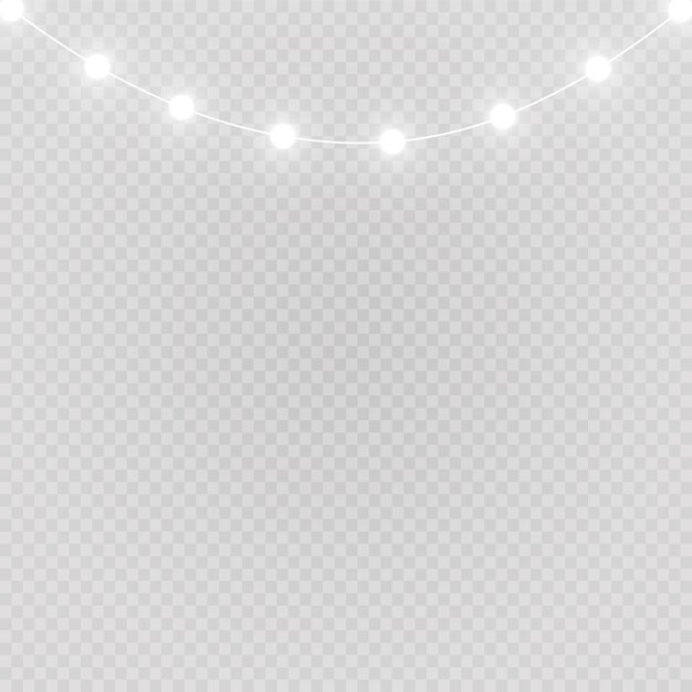 Christmas lights isolated on transparent background Xmas glowing garland Vector illustration