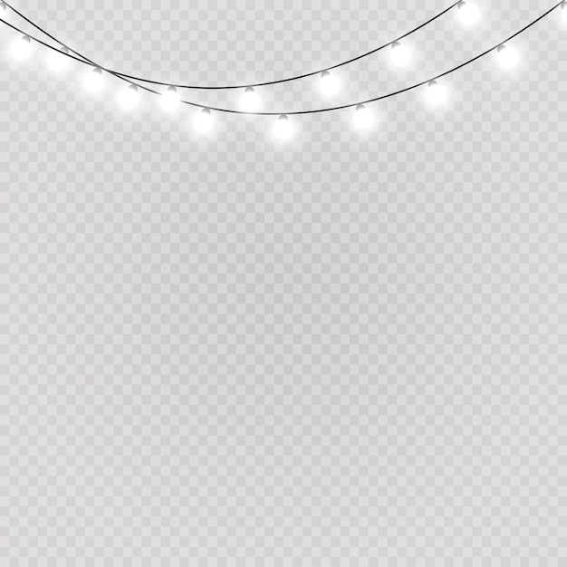 Christmas lights isolated on transparent background Xmas glowing garland Vector illustration
