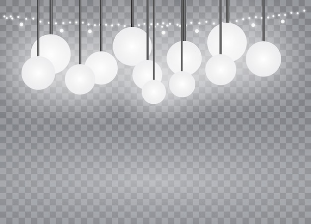 Christmas lights isolated on transparent background. Xmas glowing garland. Vector illustration.