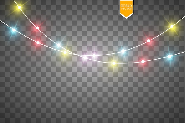 Christmas lights isolated on transparent background