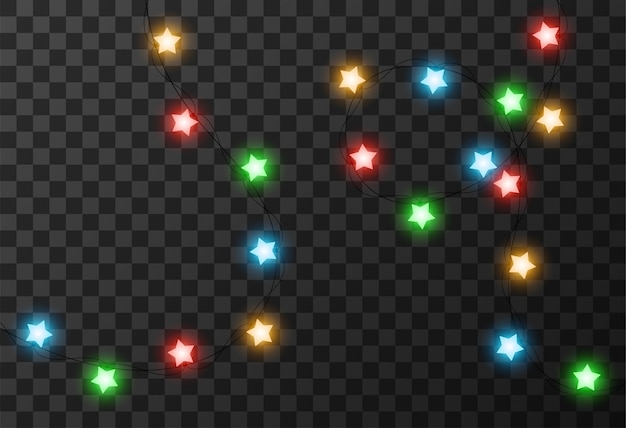 Christmas lights isolated on transparent background