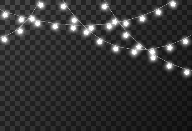 Christmas lights isolated on transparent background