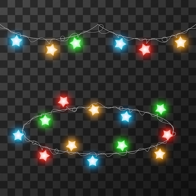 Vector christmas lights isolated on transparent background