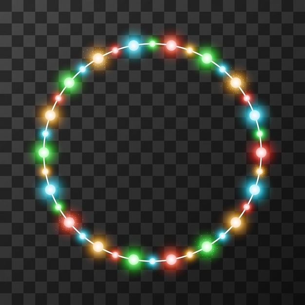 Christmas lights isolated on transparent background