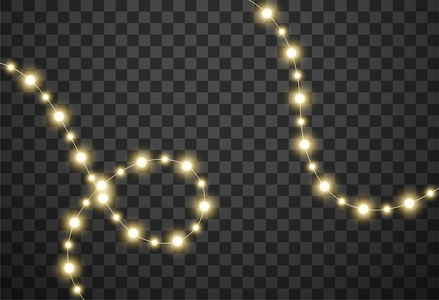 Christmas lights isolated on transparent background