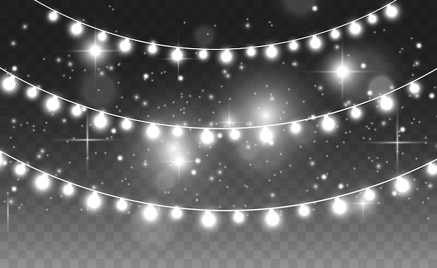 Christmas lights isolated on transparent background. .