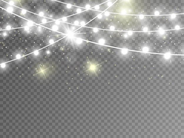 Christmas lights isolated on transparent background