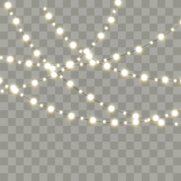 Christmas lights isolated on transparent background.  