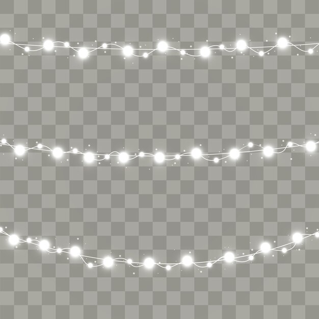 Christmas lights isolated on transparent background.  