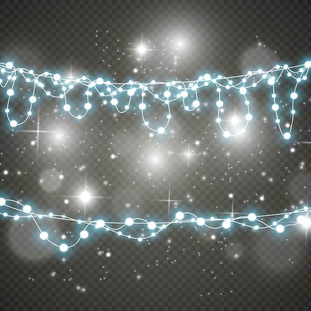 Christmas lights isolated on transparent background.