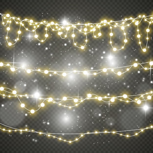 Christmas lights isolated on transparent background.