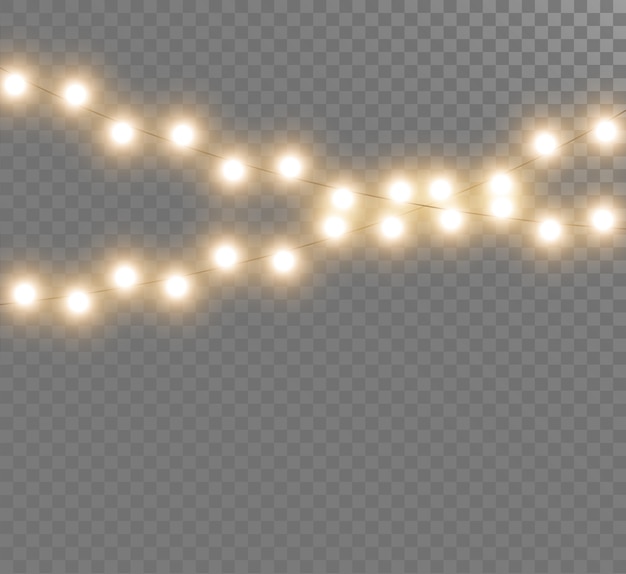 Vector christmas lights isolated on transparent background