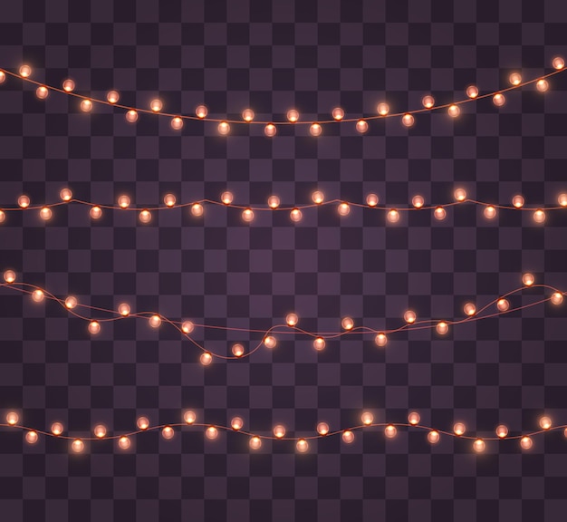 Christmas lights isolated on transparent background