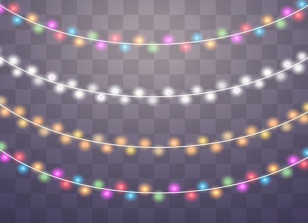 Christmas lights isolated on transparent