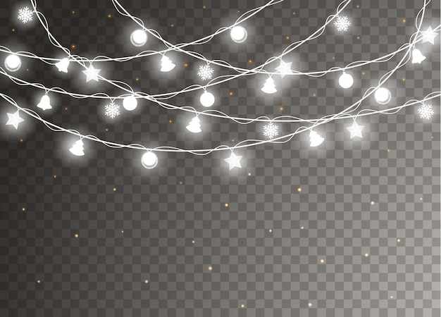 Christmas lights isolated  . xmas glowing garland.   illustration.