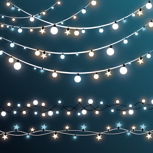 Christmas lights, light garland. 