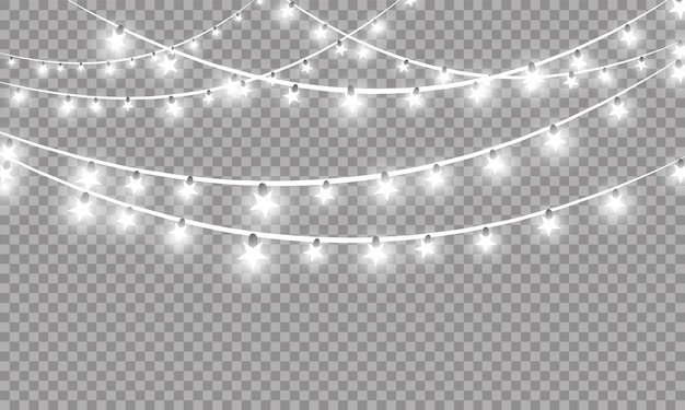 Christmas lights, light garland. 