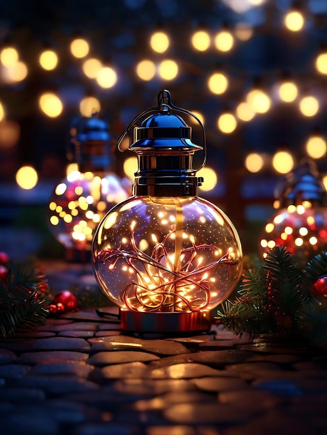 Вектор Рождественские огни на открытом воздухе 3d редактируемые обои