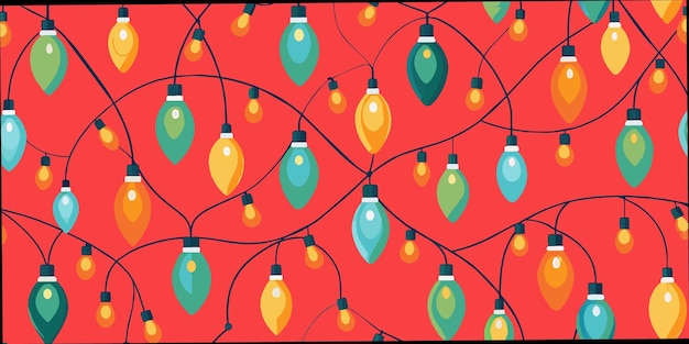 Vector christmas lights on a red background