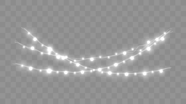 Christmas lights set vector new year decorates garland with glowing light bulbs