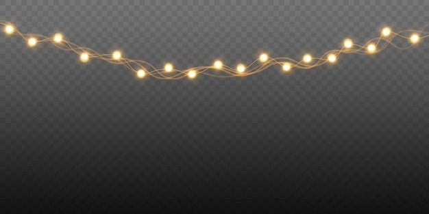 クリスマス ライト セット ベクトル新年は、輝く電球でガーランドを飾ります