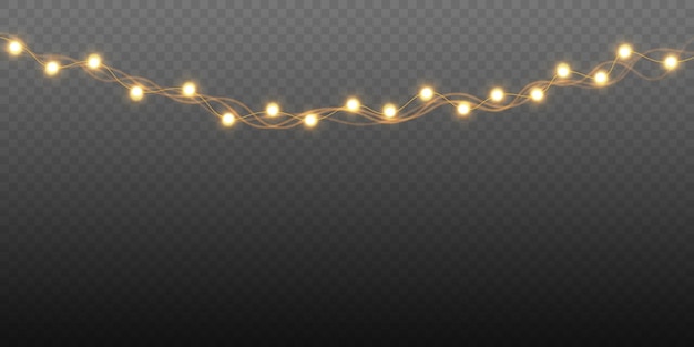 Vector christmas lights set vector new year decorates garland with glowing light bulbs