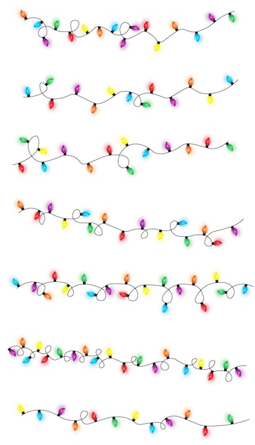 Christmas lights string isolated on white background vector