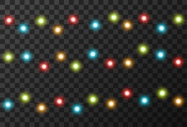 Christmas lights transparent background