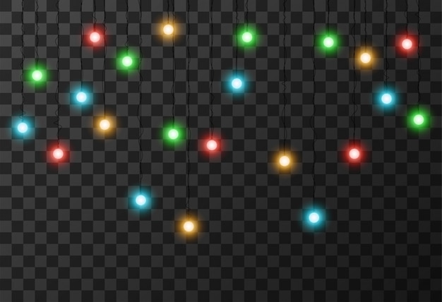 Christmas lights transparent background