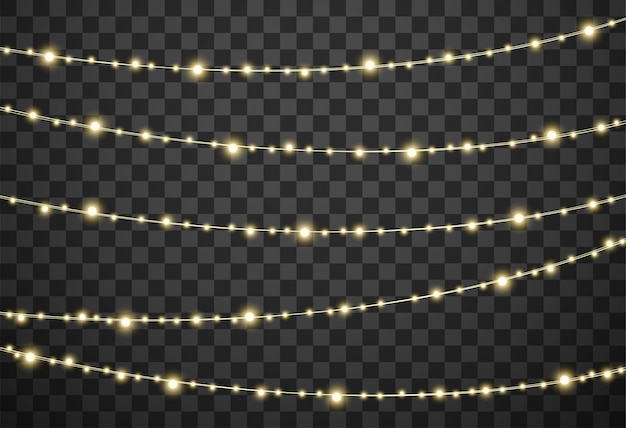 Christmas lights on transparent background