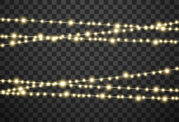 Vector christmas lights on transparent background