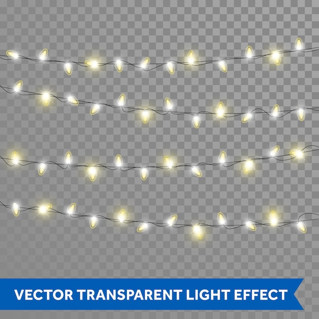 Luci di natale su effetto luce bakground trasparente