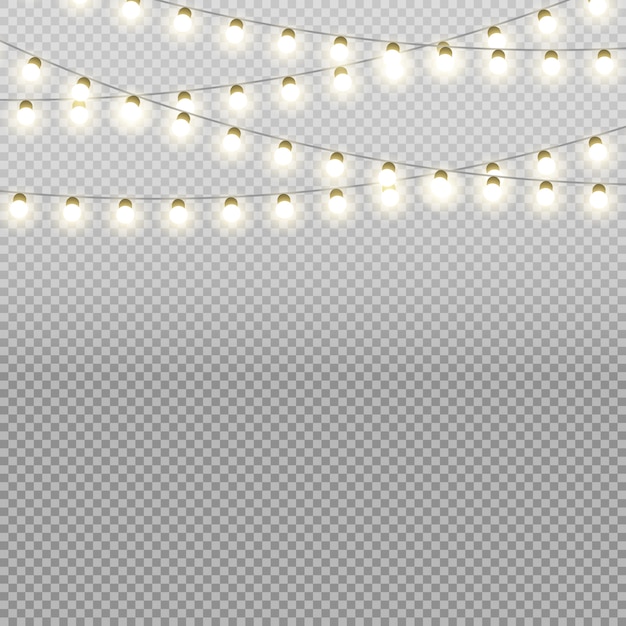 Christmas lights vector isolated on transparent background