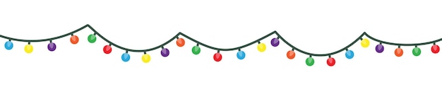 Vector christmas lights vector xmas garland isolated cable lightbulb decoration christmas led lights