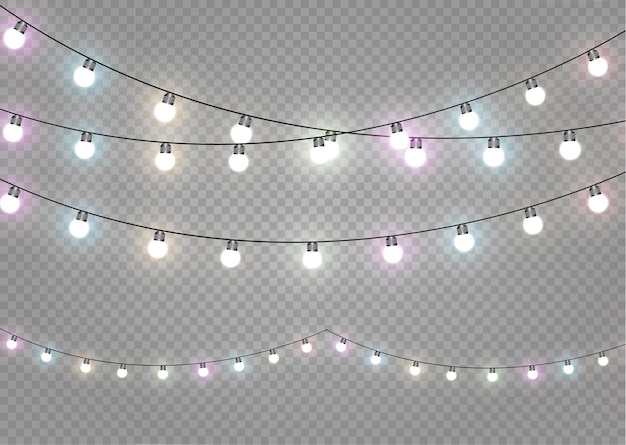 Christmas lights . Xmas glowing garland.  