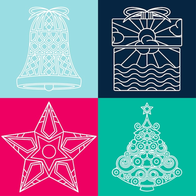 Premium Vector  Christmas line art vector illustrations