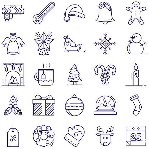 Christmas line icons