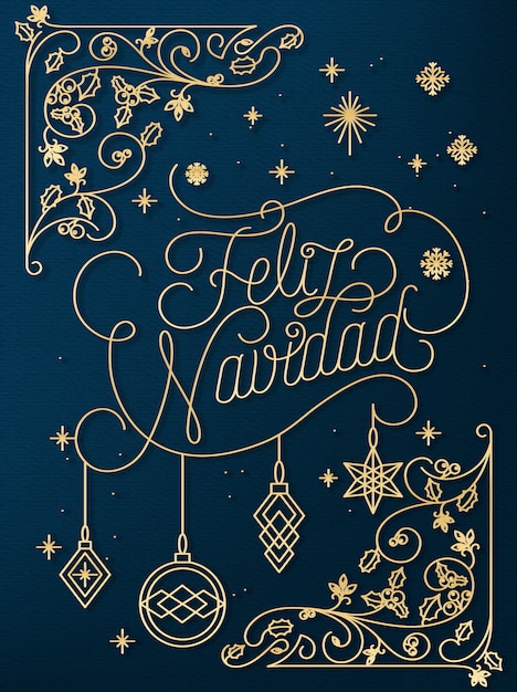 Christmas Linear Background With Elements