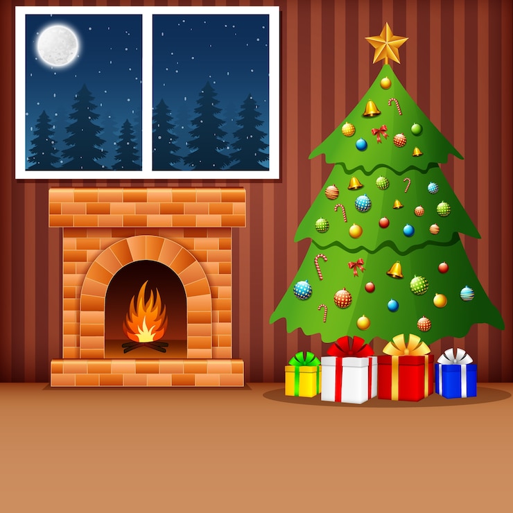 Vector christmas living room 