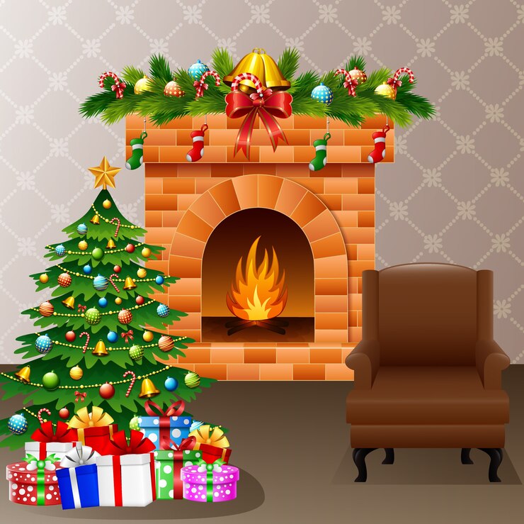 Vector christmas living room 
