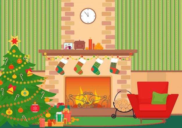 Vector christmas livingroom