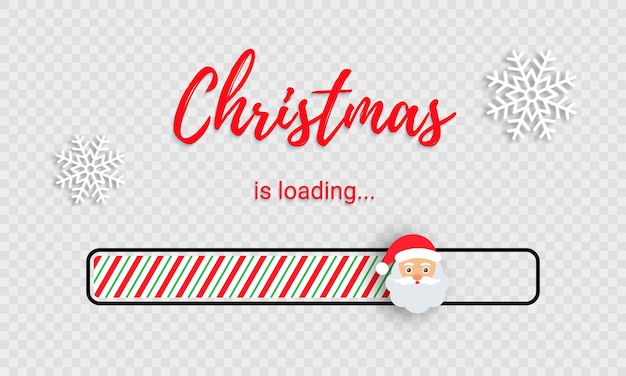 Christmas loading bar. countdown with candy cane fill, santa and snowflakes. illustration