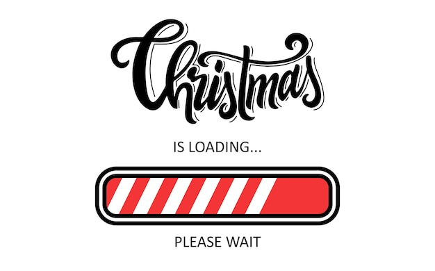 Christmas loading bar hand drawn lettering progress border vector sign concept