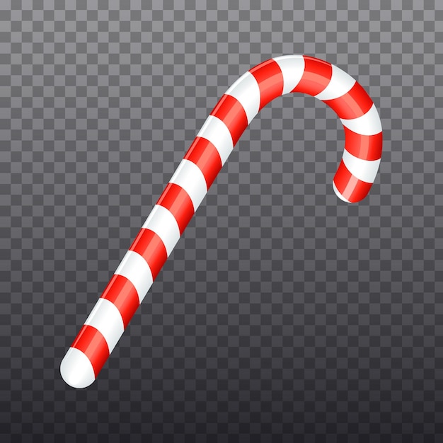 Vector christmas lollypop new year striped candy isolated on transparent background decoration element